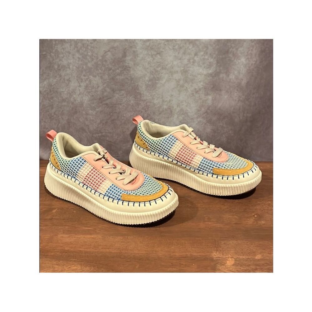 Nicole Miller New York Brita Woven Rainbow Platform Sneakers Women's 7.5